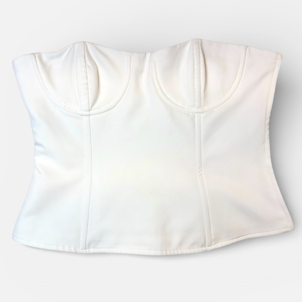 La Hearts Ivory White Strapless Boned Corset Top Wired Cups SMALL